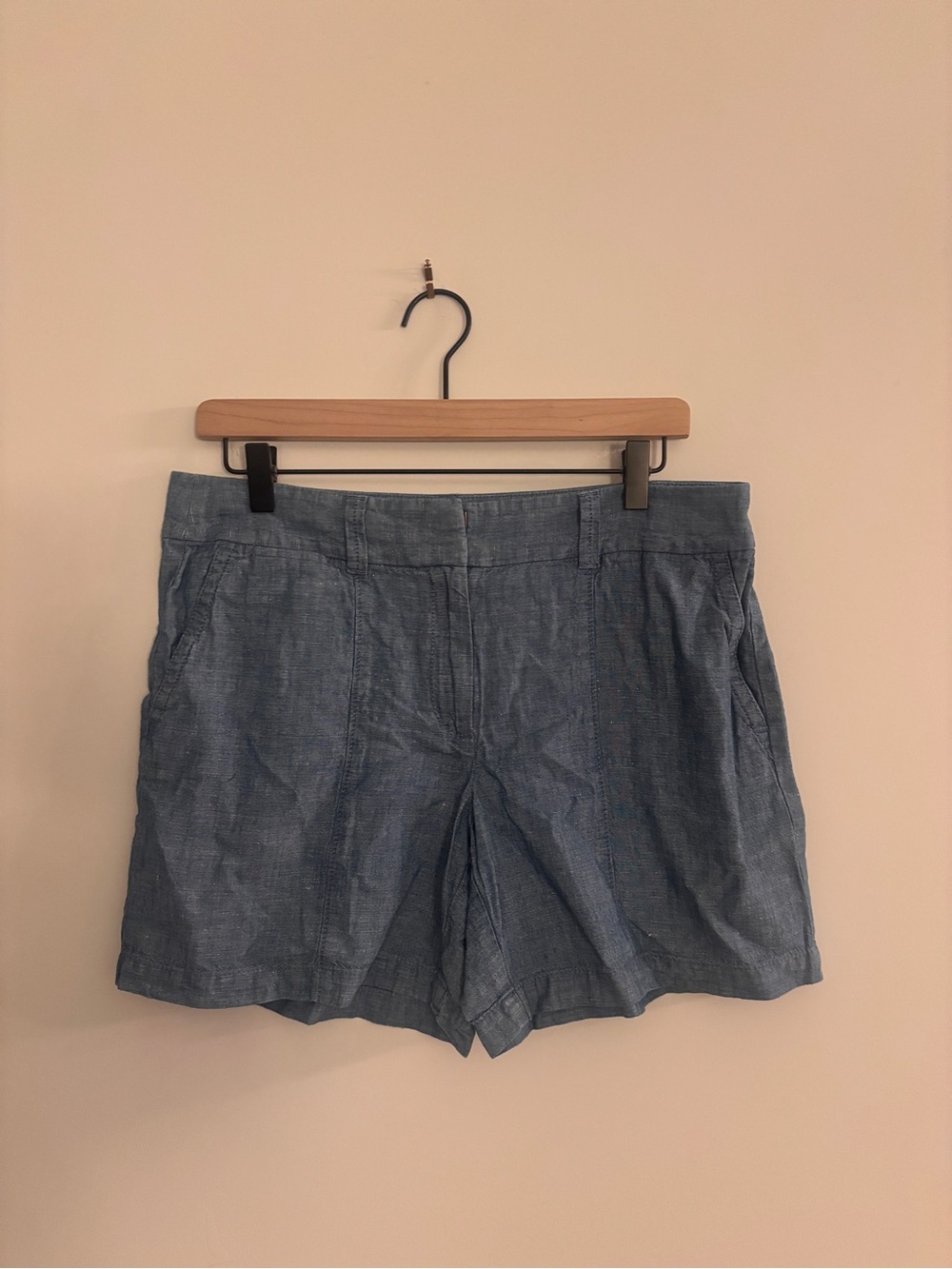 LOFT Light Blue Chambray Bermuda Shorts